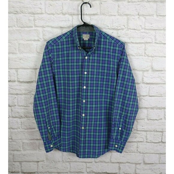 J. Crew Men's Button Down Shirt Top Long Sleeves Green Blue Multicolor Plaid S - Picture 4 of 12